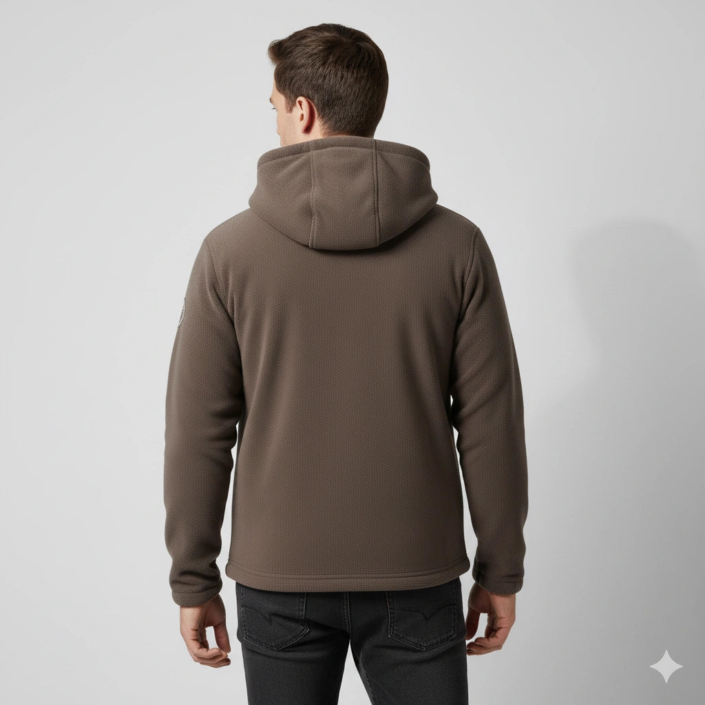 UrbanFleece™ Herenjas met Capuchon – Geborduurde Winter Hoodie-Jas
