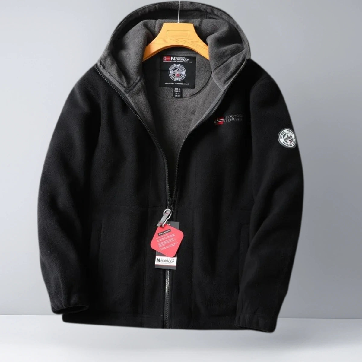 UrbanFleece™ Herenjas met Capuchon – Geborduurde Winter Hoodie-Jas