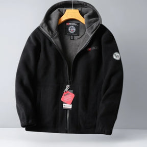 UrbanFleece™ Herenjas met Capuchon – Geborduurde Winter Hoodie-Jas