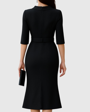 Catherine | Dames Midi Jurk Met Tailleband