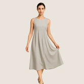 Monarch Marije-Louise midi-jurk – Casual elegantie met plooien en zakken