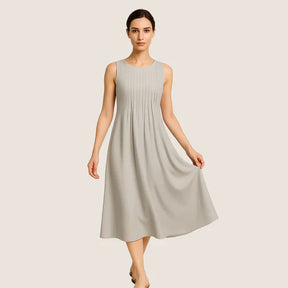 Monarch Marije-Louise midi-jurk – Casual elegantie met plooien en zakken