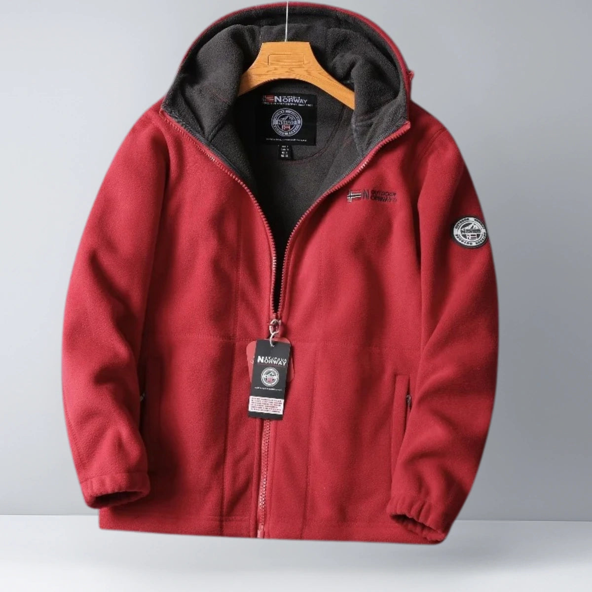 UrbanFleece™ Herenjas met Capuchon – Geborduurde Winter Hoodie-Jas