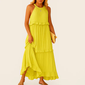 Monarch Noor lange jurk – Romantische elegantie met ruches