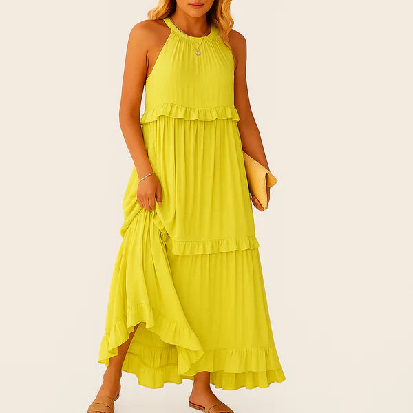 Monarch Noor lange jurk – Romantische elegantie met ruches