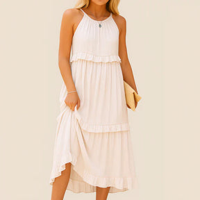 Monarch Noor lange jurk – Romantische elegantie met ruches