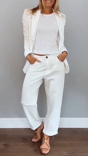 Amalia | Dames elegante tweedelige set met blazer en losvallende broek