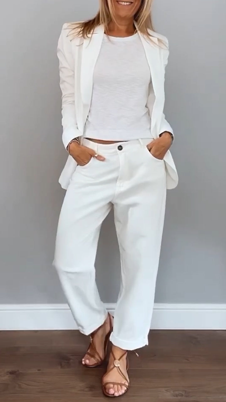 Amalia | Dames elegante tweedelige set met blazer en losvallende broek