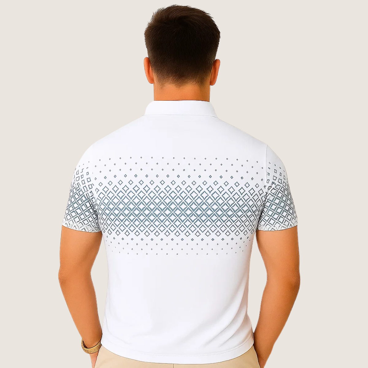 Monarch heren polo met geometrische print en rits – Elegant en comfortabel voor dagelijks gebruik