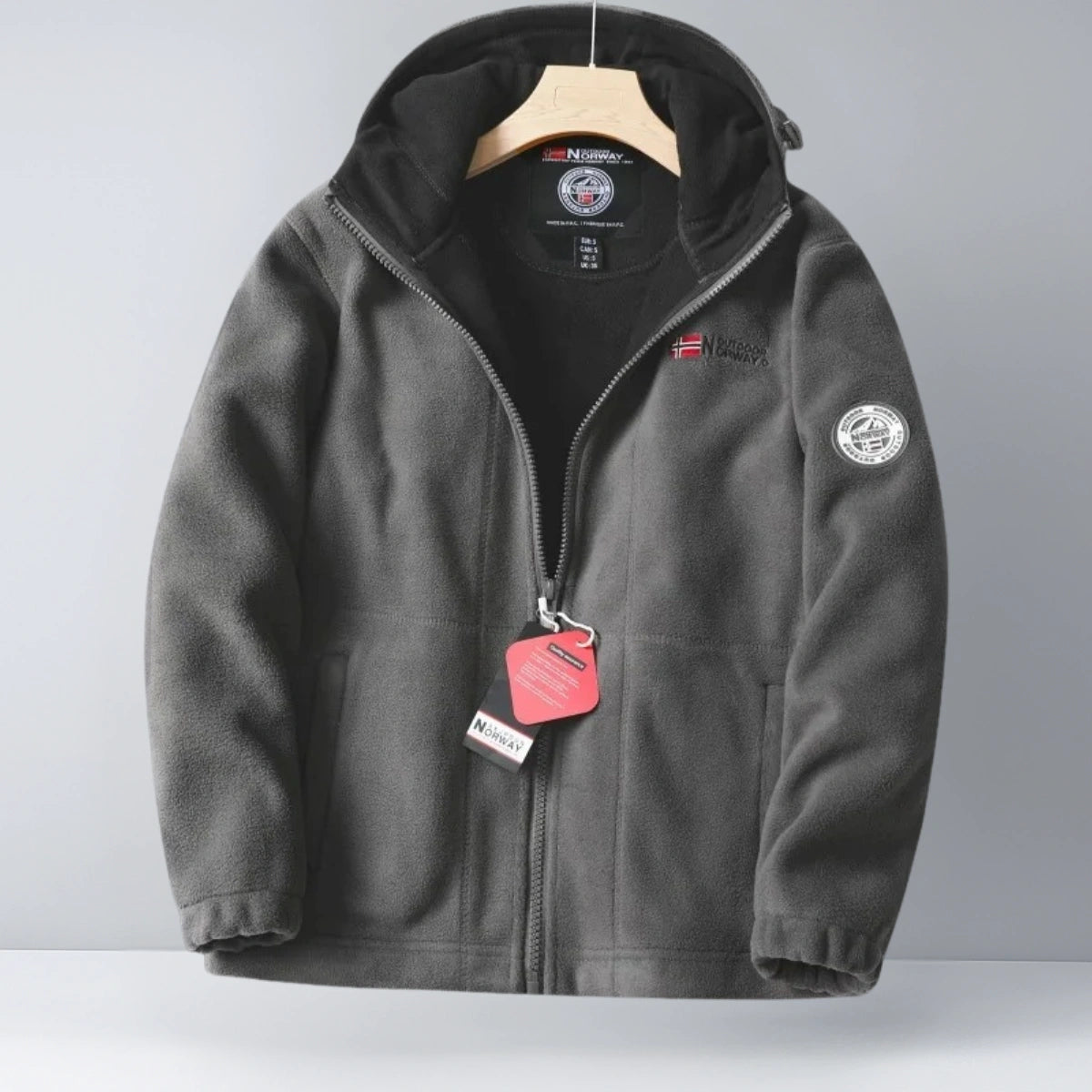 UrbanFleece™ Herenjas met Capuchon – Geborduurde Winter Hoodie-Jas