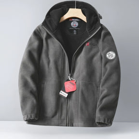 UrbanFleece™ Herenjas met Capuchon – Geborduurde Winter Hoodie-Jas