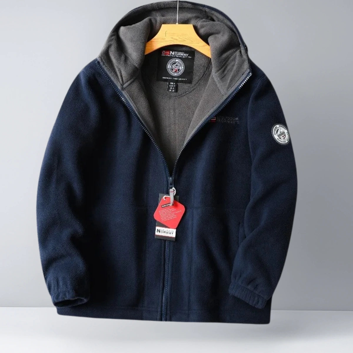 UrbanFleece™ Herenjas met Capuchon – Geborduurde Winter Hoodie-Jas