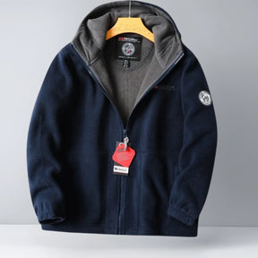 UrbanFleece™ Herenjas met Capuchon – Geborduurde Winter Hoodie-Jas