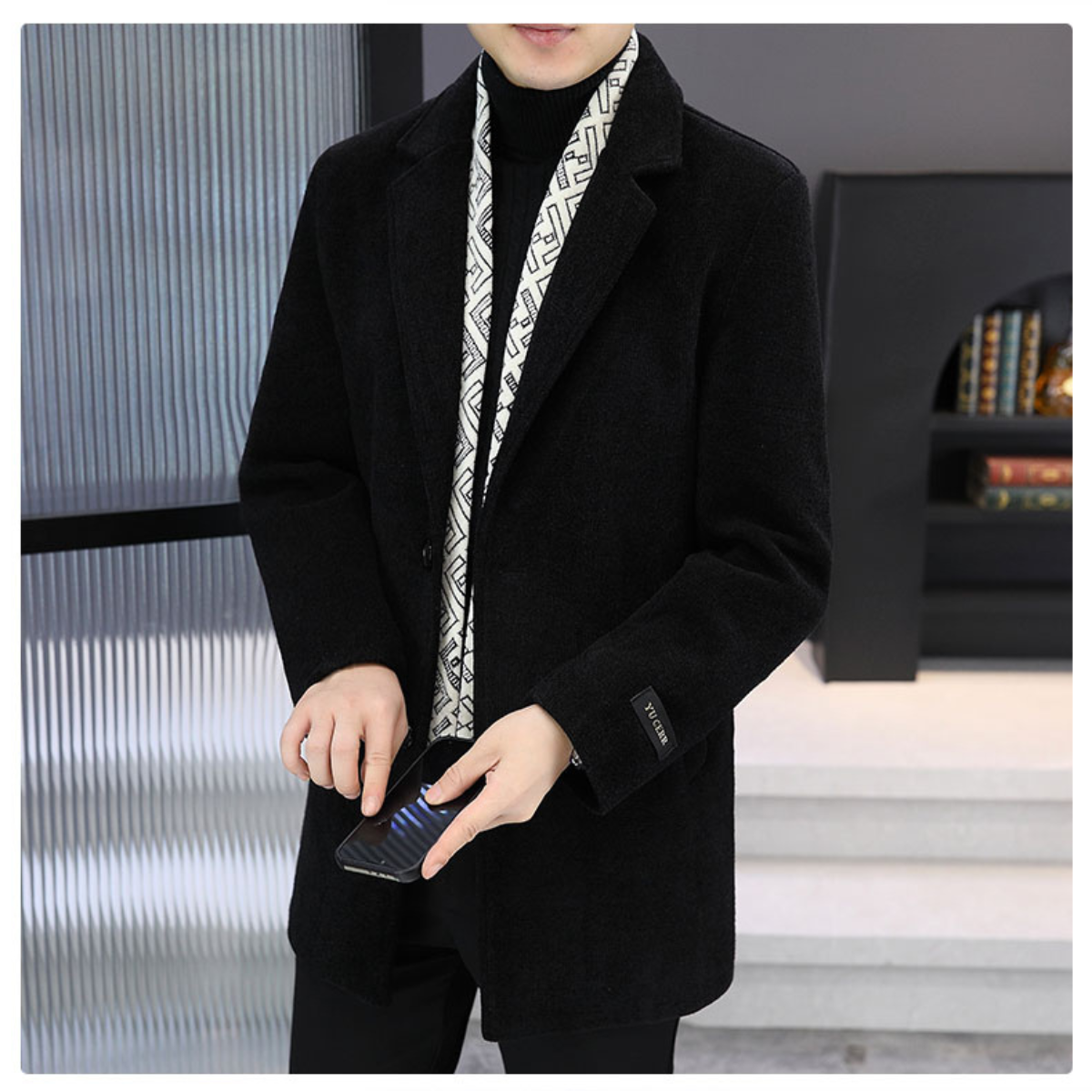 Monarch Wear - Winterjas in Tweed met Revers voor Mannen, Gevoerd met Witte Eendendons