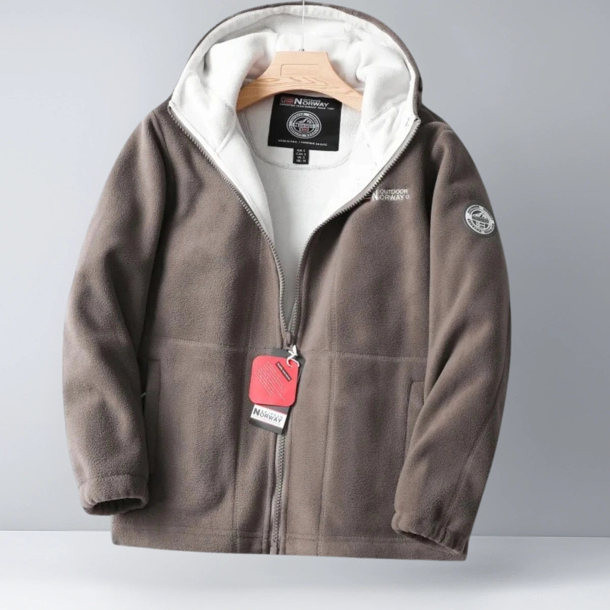 UrbanFleece™ Herenjas met Capuchon – Geborduurde Winter Hoodie-Jas