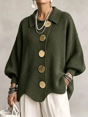 Victoire | Oversized Vest met Goudkleurige Knopen