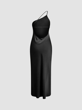 Katharina | Dames elegante mouwloze satijnen maxi-jurk met open rug