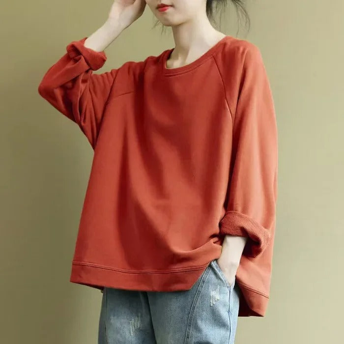 Fee | Dames oversized sweater met ronde hals en lange mouwen