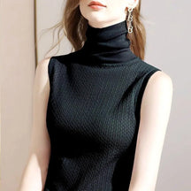 Diede | Dames elegante mouwloze coltrui top van elastisch materiaal