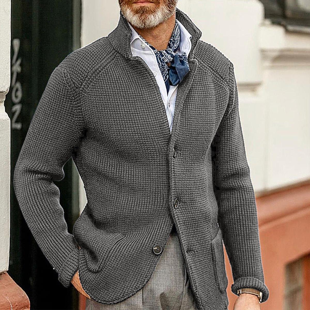 Gregory | Heren Casual Cardigan met Knopen en Textuur