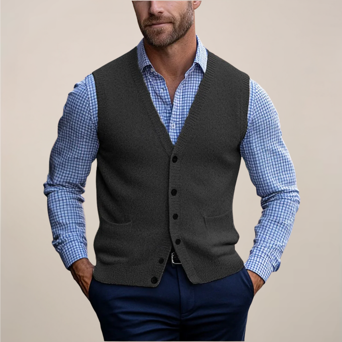 Gregory | Heren Lente Gebreid Gilet Met Knopen