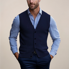 Gregory | Heren Lente Gebreid Gilet Met Knopen
