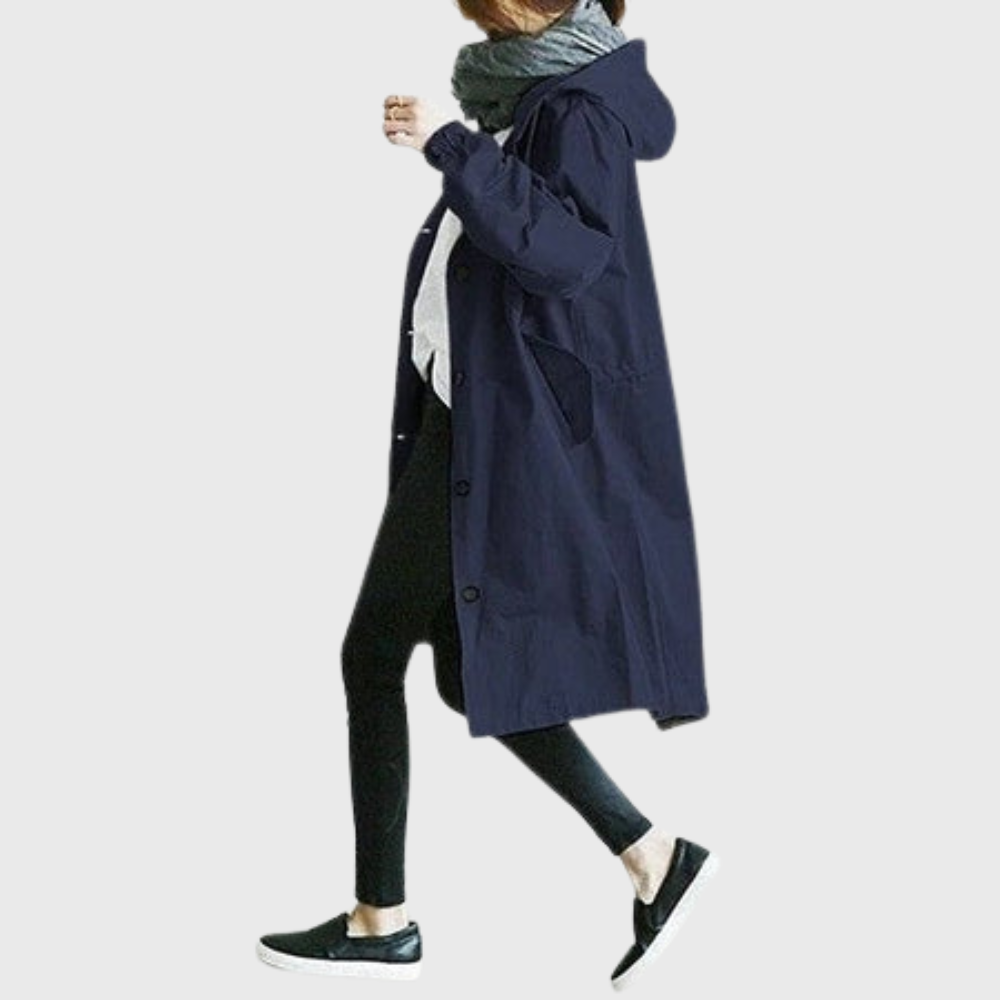 Mary | Dames Casual Capuchon Lange Lijn Knoop Jas