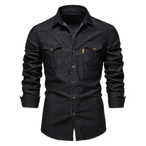 Denim Overhemd Heren met Knopen