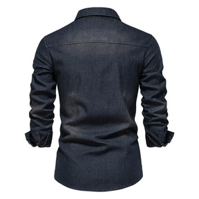 Denim Overhemd Heren met Knopen