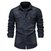 Denim Overhemd Heren met Knopen