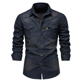 Denim Overhemd Heren met Knopen