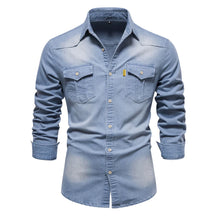 Denim Overhemd Heren met Knopen