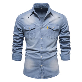 Denim Overhemd Heren met Knopen