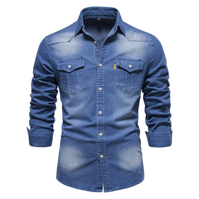 Denim Overhemd Heren met Knopen