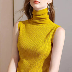 Diede | Dames elegante mouwloze coltrui top van elastisch materiaal