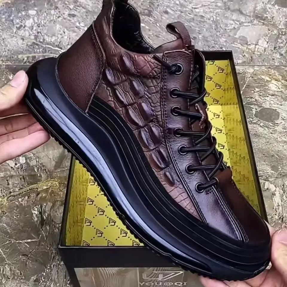 Chaussures de loisirs italiennes en crocodile imprimé avec coussin d'air pour hommes - Croc™